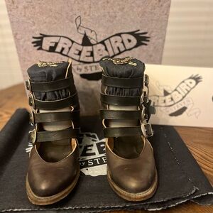 Freebird by Steven Distressed Black Multi-Strap Boots